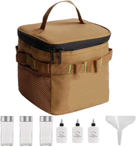 Kit d'épices pour voyage – Lot de 6 bouteilles portables avec sac de rangement, distributeur d'épices et d'herbes, pour les amis en plein air, randonnée, barbecue, pique-nique, cuisine à la maison