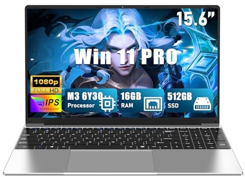 CHIFUYOU PC portátil 16 GB RAM 512 GB SSD 15,6 Pulgadas M3-6Y30 (0,9 a 2,2 GHz),Ordenador portátil 2026,FHD 1920 x 1080P,5000 mAh/38,5 WH,Tarjeta TF cámara Web Panel táctil,Estudiante/Profesional