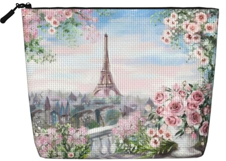 Beautiful Tower Paris Patterned Single Layer Cosmetic Bag, Travel Toiletry Bag, Suitable for Business Trips and Daily use.