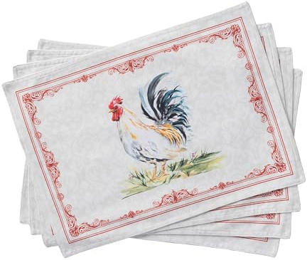 Maison d'Hermine Campagne Set di 4 tovagliette in 100% cotone, per tavolo da pranzo, cucina, matrimonio, uso quotidiano, cene, primavera/estate (33cm x 48cm)