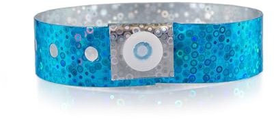 100 WristCo Blue Holographic Plastic Wristbands for Events