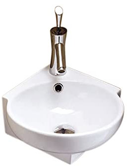 The Bath People 18195 Contemporary Cloakroom Bathroom Curved Corner Fitting Ceramic Basin, White