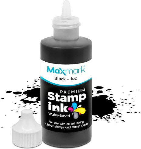 MaxMark Premium Nachfülltinte für Selbstfärber und Stempelkissen, schwarze Farbe - 1 Unze
