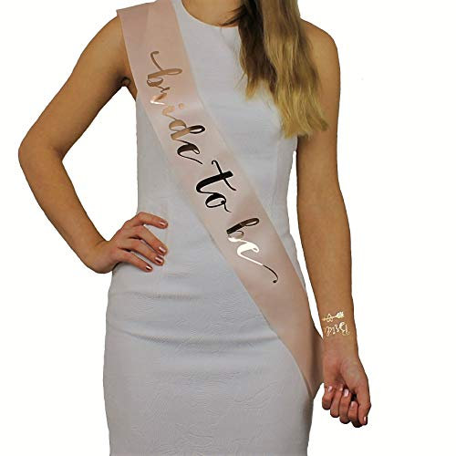 Victoris | Schärpe Bride to be + Tattoo Set Team Bride | JGA Deko Accessoires Junggesellinnenabschied Bridesmaid Henna Gold Accessoire (Gold)