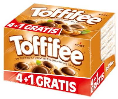 Toffifee 4 + 1 Extra, Süßigkeit mit Haselnuss & Karamell - 1 x 625 g | Praline mit gerösteter Haselnuss, Karamellschale, Nougatcreme & Schokolade, ideal zum Teilen mit Familie & Freunden