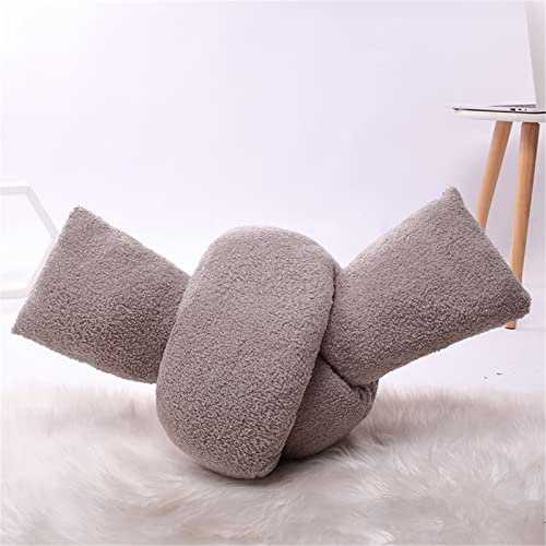 SWECOMZE Knot Kopfkissen Knotenkissen Plüsch Kissen Weiche Geknotetes Kissen Knoten Ball Kissen Dekor Bett Zimmer 19 * 165cm(Aufgeklappte Länge) (Grau)