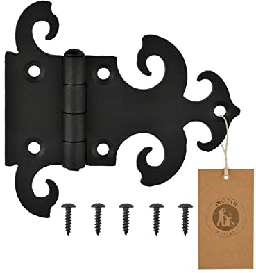 MoriaDesign Rustikal Scharniere Schwarz 2,5 x 120 x 115 mm, Torband Schwarz | Schmiedeeisen-Optik, Torband, Schwarz, Gartentore, Holztüren, Holztore, Fensterläden, Dekorative Kreuzgehänge, Rustikal, Tor