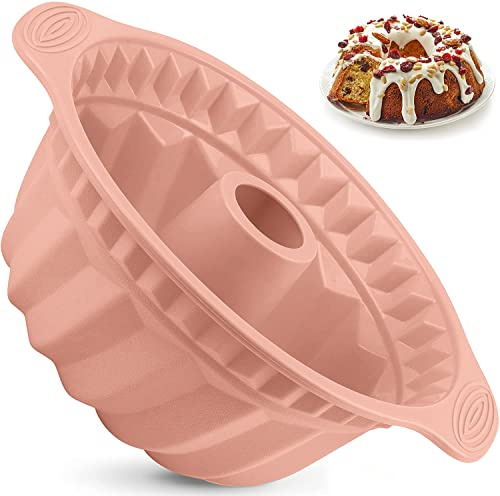 Kenond Teglia per torta scanalata in silicone, antiaderente, con manico robusto da 24 cm | Stampi da forno per torte, gelatine, gelatine, pane, para gelatine