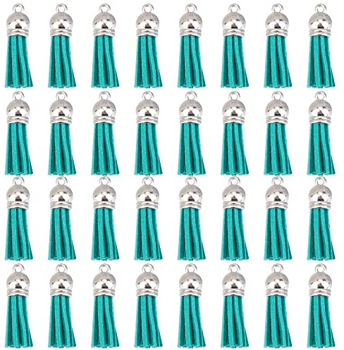 SUNNYCLUE Kunstleder Wildleder Quaste Schlüsselanhänger Quasten Leder Charms Quaste Anhänger Schlüsselanhänger Dekoration Mit Kordelenden Für DIY Schlüsselanhänger Handwerk Schmuckherstellung Zubehör