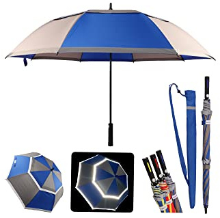 Quick Safety® XL Golf-Stock Regenschirm Automatik Auf-Knopf Extra Stabil. Doppelverdeck-Doppel Reflektierend. Wind-Wasserdicht Sturmfest 30 131cm