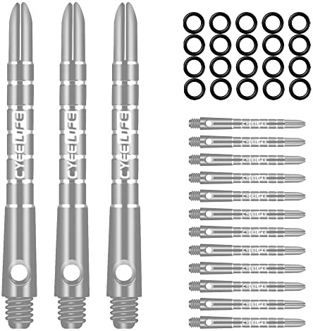 CyeeLife Pro Dart Shafts Aluminium 15 st med 20 st gummi O-ringar, Silver 48 mm