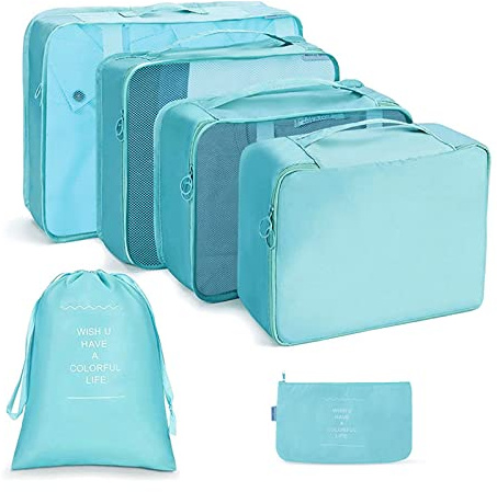 OSDUE Packwürfel für Koffer, 6 Stück, Reiseverpackungswürfel, Reiseutensilien, Kleidung, Schuhe, Kosmetik, Toilettenartikel, Aufbewahrungstaschen