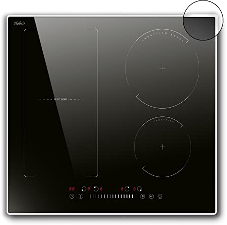 Hobsir Placas de Inducción, 7200W, Inducción 4 Fuegos 60cm, Inducción Cocina, Placas Autarkic con Zona Flex, Control Táctil Deslizante, Bloqueo para Niños, Sin Enchufe