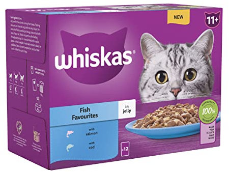 Whiskas 11+ Fish Selection in Jelly Pouches, Senior Cat Food, (1x12 x 85 g)
