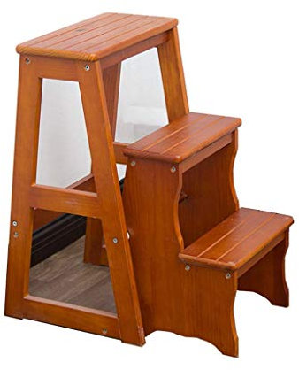 CHEMYO Tabouret d'escalade d'intérieur, escabeau portatif Pliant d'échelle Chaise Haute escabeau d'échelle en Bois escabeau en Bois Massif 3 marches (C)
