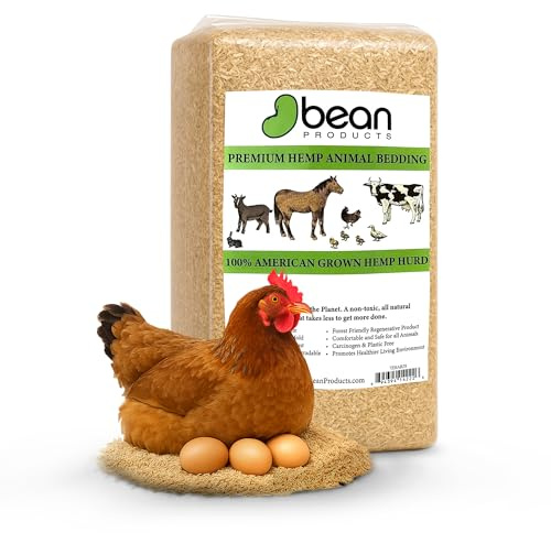 Hemp Animal Bedding 10 Lbs = 51 Liters of Natural Ground Hurds - Super Absorbent- DUST Free- for Your Horse, Chicken, Rabbit, Reptile, Hamster, Cage Coop or CAT Litter - USA Grown - Carbon Negative