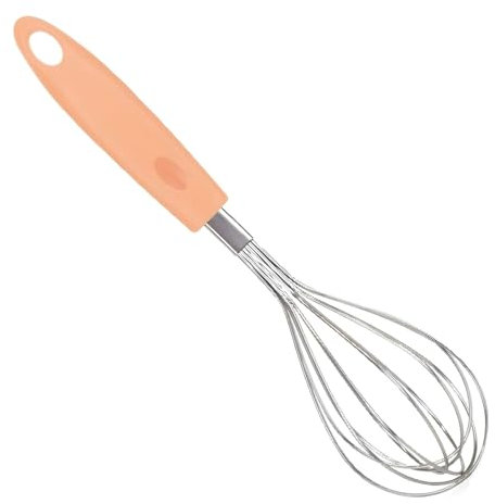 PARENCE.- Küchenbesen mit hartem Silikongriff und 25 cm langem Stahlzweig/Klassischer manueller Schneebesen – Küchengerät für gleichmäßiges Mischen, Orange