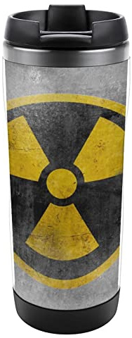 Yellow Nuclear Radioactive Symbol Reactor Sign Travel Mug Stainless Steel Tumbler Insulated Cup With Lid For Home Office Outdoor 12 Oz