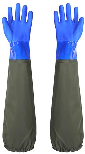 Orssmigs 1 Paio Guanti Gomma Lunghi, Guanti da Lavoro Impermeabili Guanti da Stagno, Guanti Lunghi Donna Pulizie (70 cm)