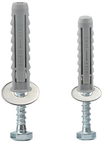 Lemiyoo 20 Sets Heavy Duty Masonry Brick Wall Fixing Anchor Bolt(M10*50mm/M12*60mm) Assorted,Four Side Expansion Wall Plugs With Washers And Hex Screws For Tv Bracket,Water Heater,Cabinets Fixing