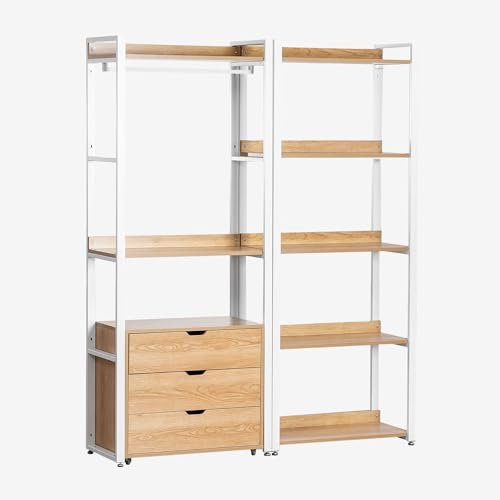 SKLUM Offener modularer Schrank mit 2 Teilen, Schubladen und Regal aus Stahl und Holz Ariaster -