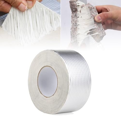 Joaecosmhui Wasserdichtes Klebeband, Butyl Klebeband Reparatur-klebeband Panzertape Alufolie Dickes Dichtband Alu Folie zum Abdichten und Befestigen im Loch Rohr Dach Wohnmobil (1.5mm x 5cm x 5cm)