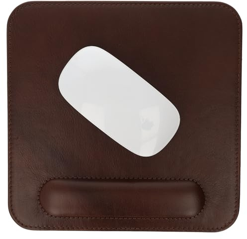 FLEXIBILITE®️Mousepad mit Handauflage I Echt Leder I rutschfest Computer Mauspad 2026 (Braun) Ergonomisches Mousepad mit Handgelenkauflage
