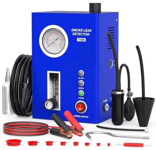 Kfz Nebelmaschine Lecksucher mit Durchflussregler starker Pumpe & Manometer | Integriertes Manometer & Durchflussregler, optimal für EVAP-Systeme, dichter Rauch binnen 10 Sekunden, -20℃ bis 75℃ Schutz