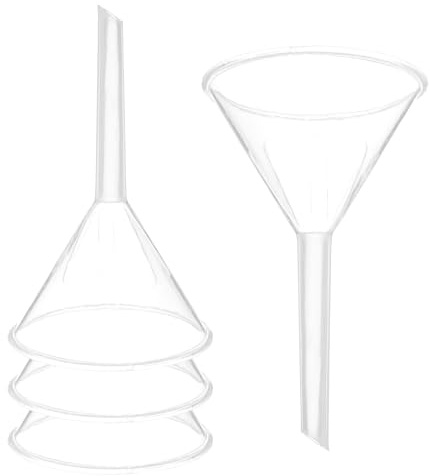 PATIKIL 4 Pcs Embudo De Plástico Transparente 3 Inch Para Llenar Botellas | Embudo De Transferencia Multiusos, Con Boca Ancha Y Pico Largo, De Agua Líquido Especias Polvo Aceite Laboratorio