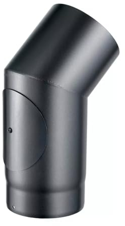 ALLINOX Curva Aperta 45° Con Ispezione Acciaio Nero 2 mm Gomito Ispezionabile Per Canna Fumaria Stufa a Legna Sistemi Di Scarico Interni Diametri Da 120 a 180 mm (DN 130)