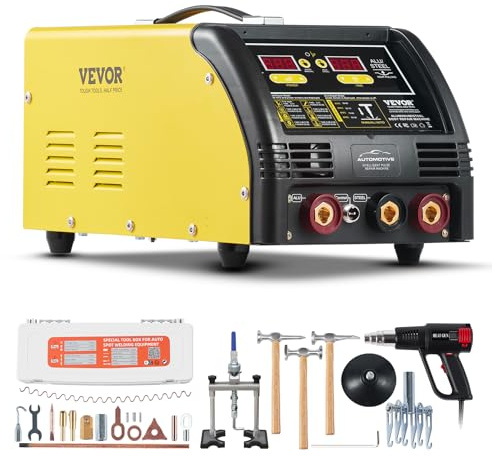 VEVOR Soldadora de Pernos Dual Pro Soldadora Profesional 5 kW con Soldadura Automática y Manual 10 Modos Máquina de Reparación de Abolladuras con Soldadura por Puntos para Paneles de Acero Aluminio