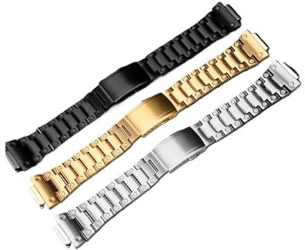 AXTGBHL Fit for Casio 3229 GM5600/B/G Kleines quadratisches Armband GM-5600 modifiziertes Metall Edelstahl Uhrenkette Gehäuseband Herren Zubehör(Silver single case)