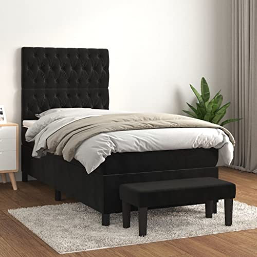 Sufrk Boxspringbett mit Matratze Schwarz 90x200 cm Betten Bett Mit Matratze Bett Boxspringbett Schlafzimmer MöBel Samt - 3138003