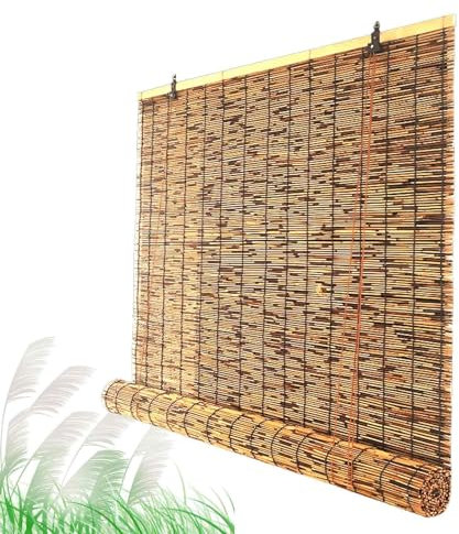 Bambus-Rollos für Terrasse, schnurlos, verdunkelnd, 106,7 x 231,1 cm, Sichtschutz, Vintage-Bambus-Rollos für den Außenbereich, Hinterhof, Terrasse