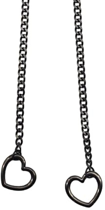 BFUZXY Love Shackles Necklace,Herz Kette Heart Slip Chain Damen,Herzkette,Loveshackles Necklaces,O-Ring-Schlupfkette,Herz Lariat Y Choker Halskette,Handmade Punk Gothic Cuban Necklace für Frauen