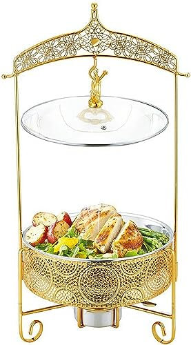 QWAXTRIW Scaldavivande Elettrico per Buffet Server e riscaldatore per Buffet - Piatto Buffet con Coperchio, impostazione Buffet con spezzatino, scaldavivande per Buffet per Feste, riscaldatore Buffet