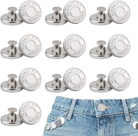 10 Stück Jeansknopf,Jeansknöpfe 17mm,Hosenknopf DiY,Jeans Knöpfe Ohne Nähen,Hosen Ersatz Knöpfe,Knöpfe Hosen Enger Machen,für Reparatur Von Jeans Hose zum Erweitern Oder Verkleinern Der Hosengröße