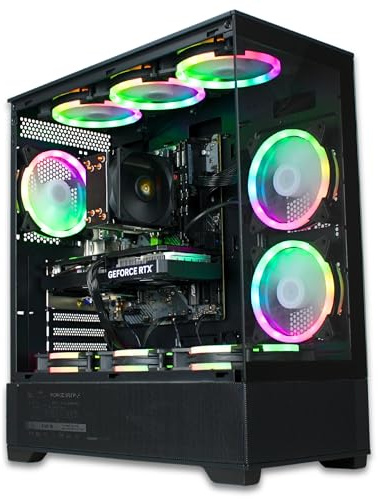 XUM Vista Prebuilt Gaming PC: AMD Ryzen 5 8400F, Nvidia RTX 5060 8GB, 16GB DDR5 RAM, 1TB NVME SSD. 700W PSU 80+ Bronze, aRGB, WiFi 5, Windows 11 Home,High End, Black Case