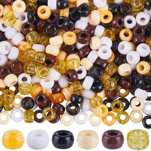 SUNNYCLUE 1 låda 600 st 9 mm ponny pärlor ponny bruna pärlor bulk svart vit platt rund plasttunna vänskap lös distans för smyckestillverkning gör-det-själv tillbehör armband halsband handgjorda