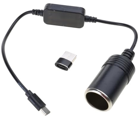 USB Type C 5V to 12V Car Socket Adapter Cord Boost Cable Boost Cable with USB Connector for Vehicle Electronics