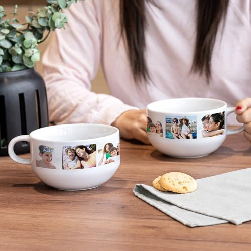 Wanapix | Tazza da colazione personalizzata con manico | Ciotola in ceramica|Adatta per microonde e lavastoviglie | 100% personalizzabile