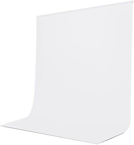 JEBUTU White Backdrop, 1.8x2.8m White Backdrop, Portable Collapsible Photography Background Washable Polyester Screen for Photography, Product Portrait, Photo Studio, Video Shooting (6x9ft)