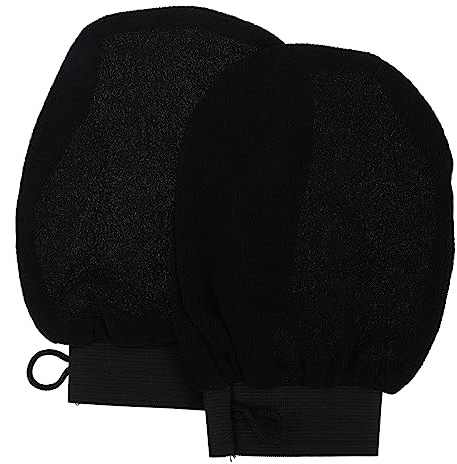 KAILIKETIY Guantes Exfoliantes Ducha Negros Unisex Material Duradero Efecto Masajeador Exfoliación Corporal para Piel Seca y Grasa