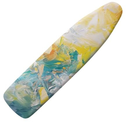 Copriasse da Stiro 140x45 Giallo Verde Elastico Universale per Tutte Le Assi da Stiro, Resistente al Calore - Cordoncino di Fissaggio e Stretch-System - Facile da Cambiare