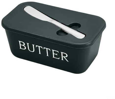 Besttoolifes Mantequillera de plástico apta para lavavajillas con ranura de tapa integrada para espátula, recipiente multiusos para mantequilla y queso, 6.6 x 3.8 x 2.9 pulgadas (verde oscuro)