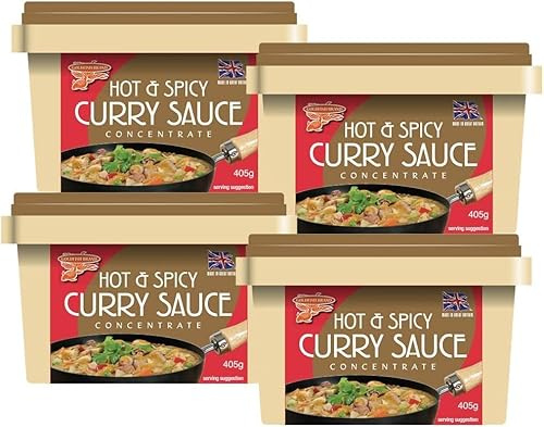 Hot & Spicy Curry Sauce Paste 405g (Pack of 4) | Bold & Fiery Curry Flavour | Concentrated Paste for Quick Sauces | Ideal for Stir-Fries, Curries & Noodles