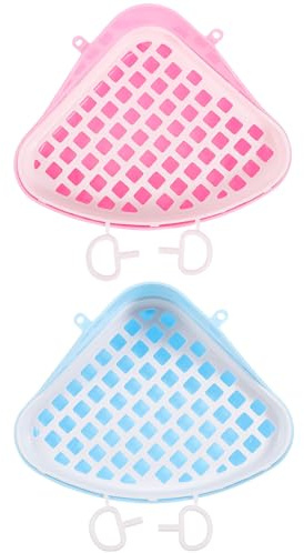 Healifty 2 Stück Pack Auslaufsichere Kleintiertoilette Dreieck Kaninchentoilette mit Siebboden Kunststoff für Kaninchen Meerschweinchen Hamster Chinchilla