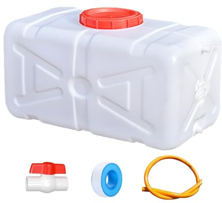 Stor Vattentank med Kran, Vit BäRbar Vattendunk, Plast, Dricksvatten, Livsmedelsklassad, HDPE, för Camping, Husvagn, Husbil, NöDfall och TräDgåRd(Size:50L)