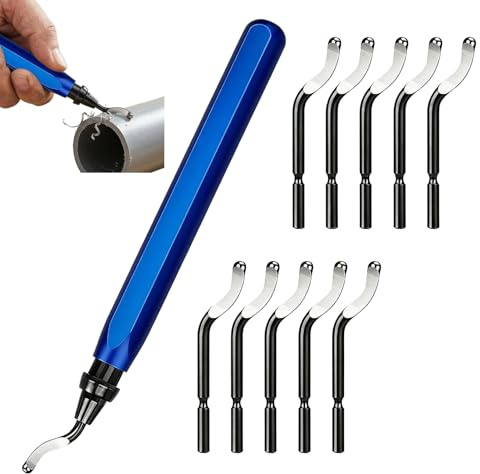 Entgrater Metallgriff Handentgrater mit 11 Klingen | Entgrater Werkzeug Universal 360° Rotierender Deburring Tool für 3D Drucker Kunststoff Aluminium Stahl