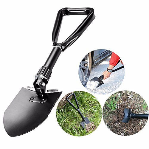 Cisixin Pala Pieghevole Militare Mini Multifunzionale Portatile, per Il Giardinaggio, Campeggio, Trekking